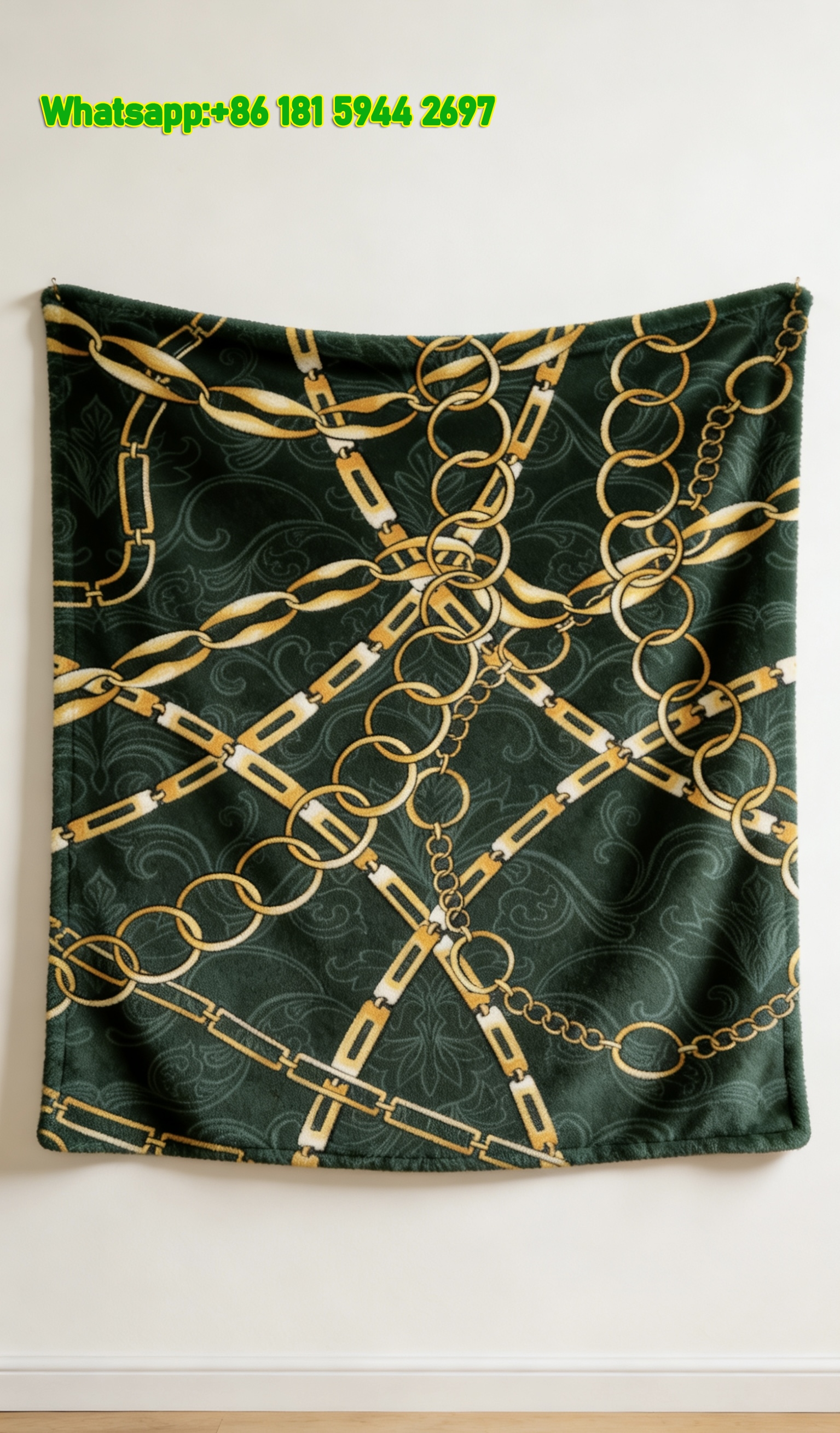 Hermes Luxury Gold Chain Print Flannel Throw Blanket IMG_5253